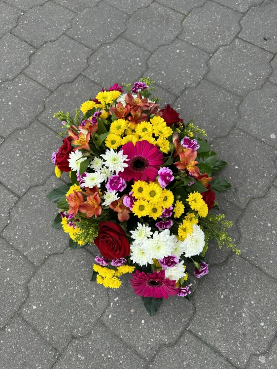 Smuteční aranžmá - chryzantema a alstromerie 