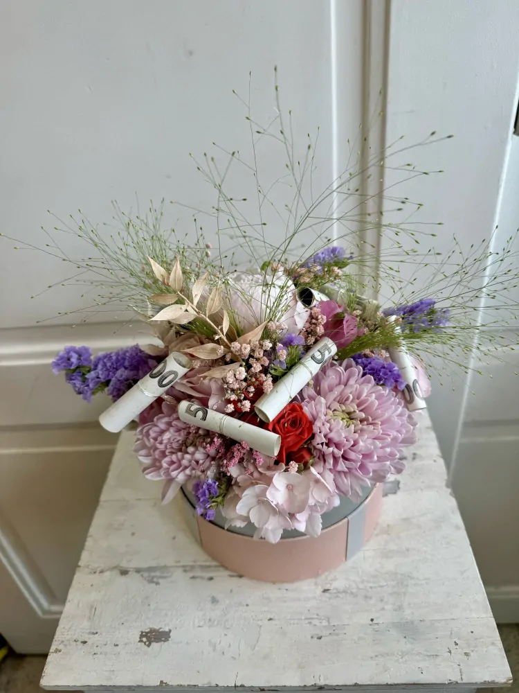 Flower box - s bankovkami a limoniem
