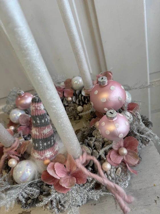 Adventní věnec růžová hortensie  