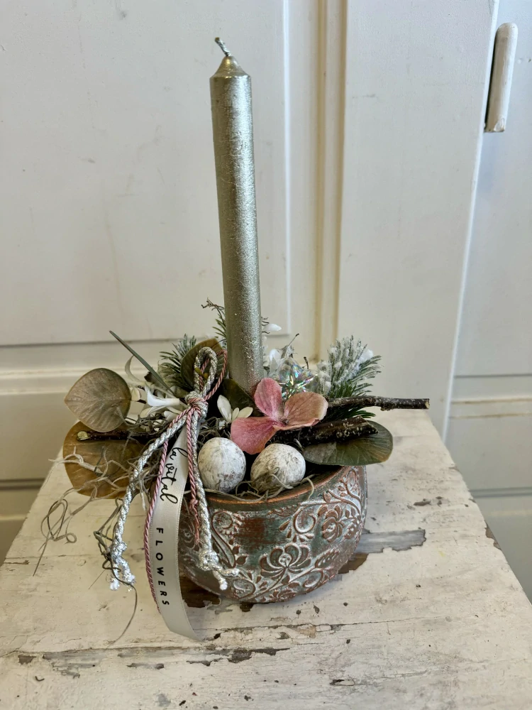 Zimní svícinky rosegold