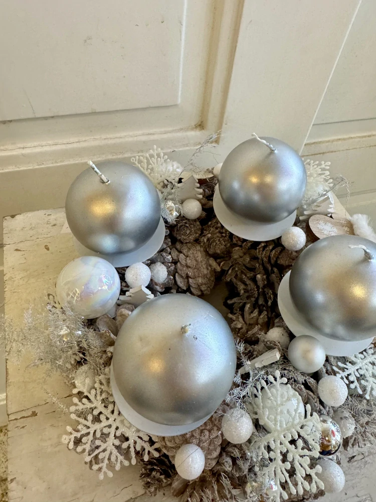 Adventní věnec malý stříbrný 