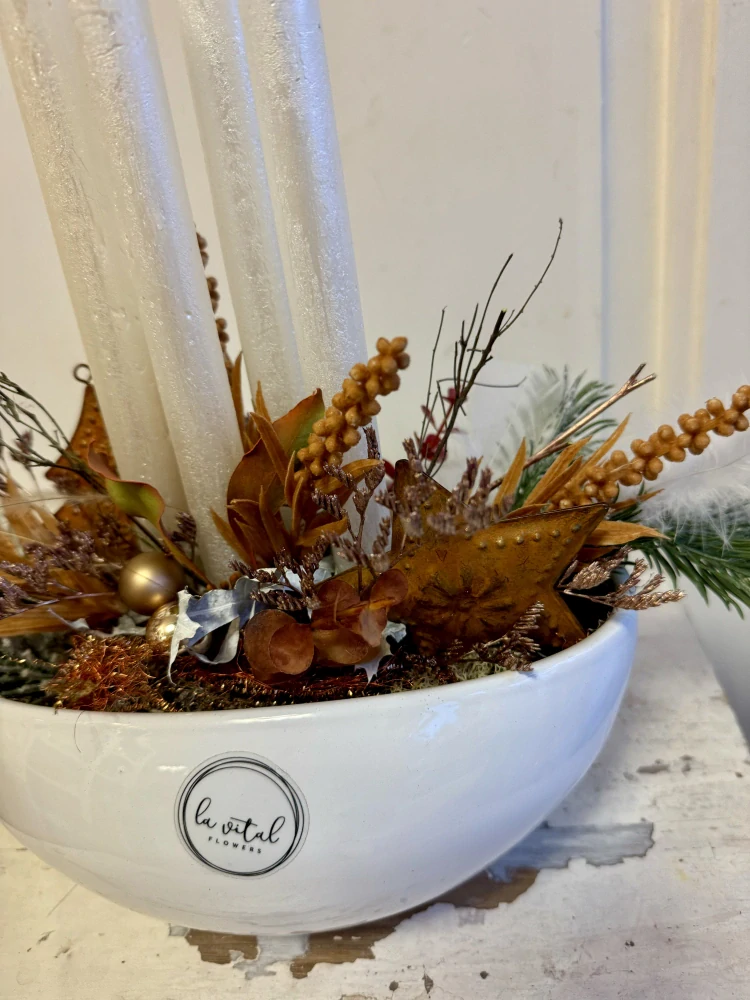 Svícen adventní bílo měděný