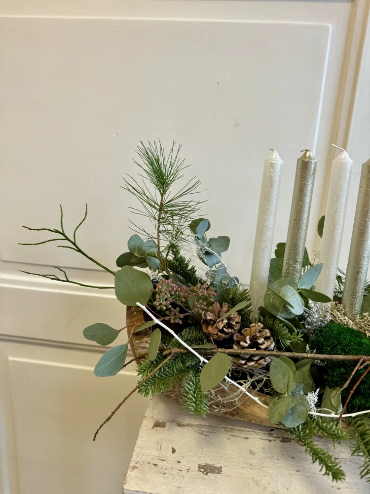 Adventní svícen v teakové nádobě  přírodní 