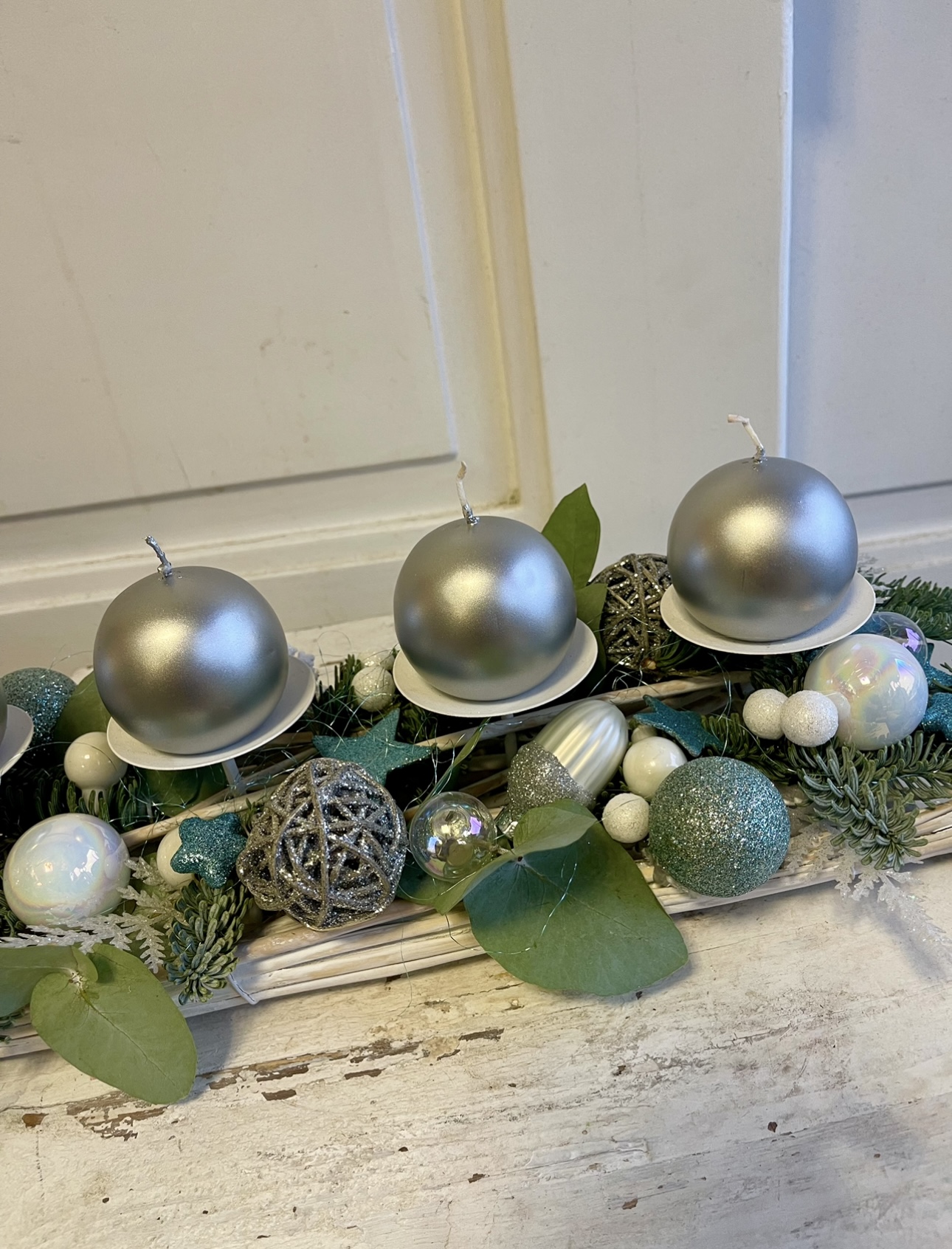 Vánoční dekorace La Vital  advent stříbrná  a modrá 