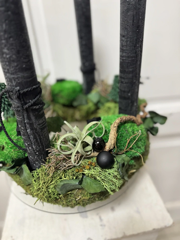 Adventní věnec Elegant -stabilizovaný mech  elegantní černá