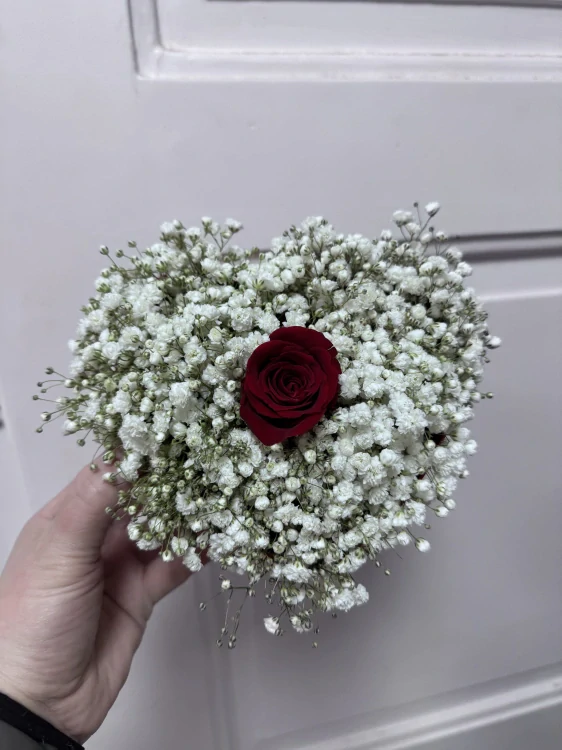 Flower box - srdce růže a nevěstin závoj 