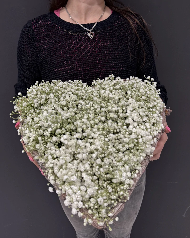 Srdce flowerbox jemná Gypsofila