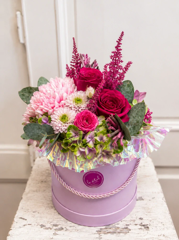 Květinový box „Růžová elegance“