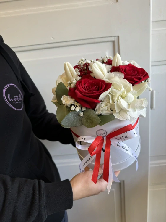 Flower box - červenobílý