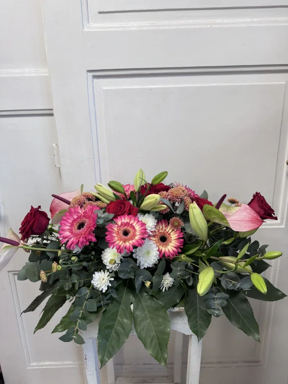 Smuteční kytice -  lilie a gerbery