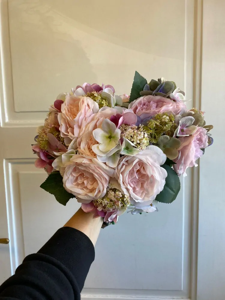 Umělá květina - mix Pivoňka s modrou hortensií