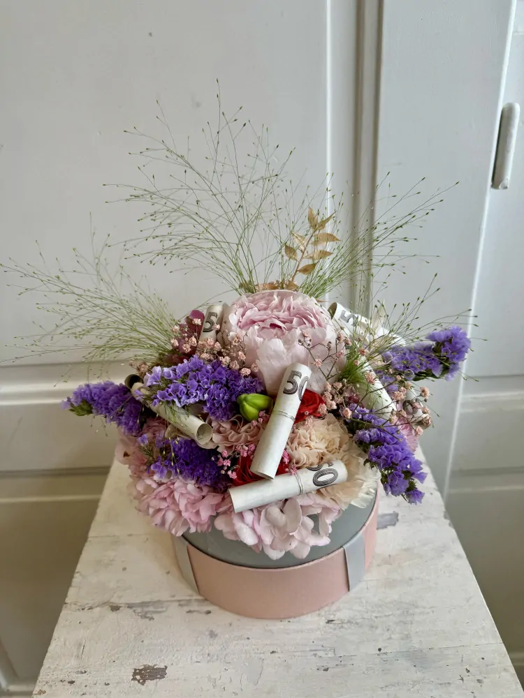 Flower box - s bankovkami a limoniem