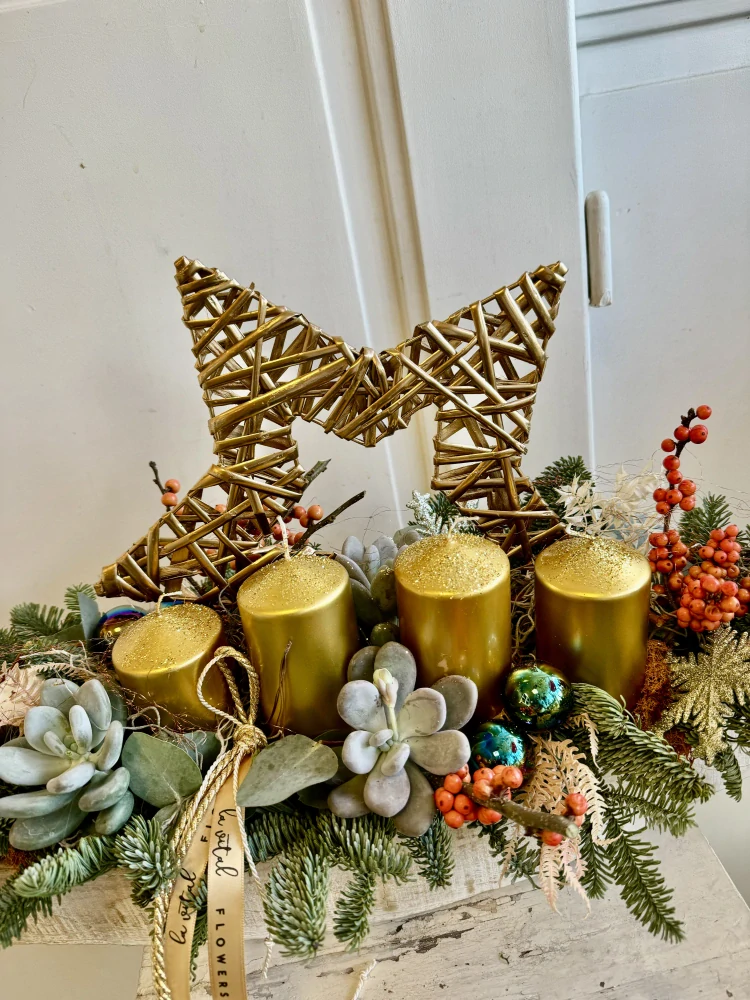 Adventní dekorace zlatá luxusní 