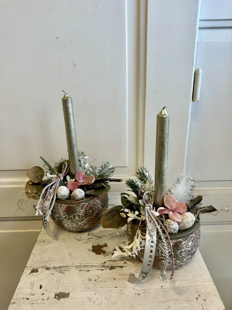 Zimní svícinky rosegold