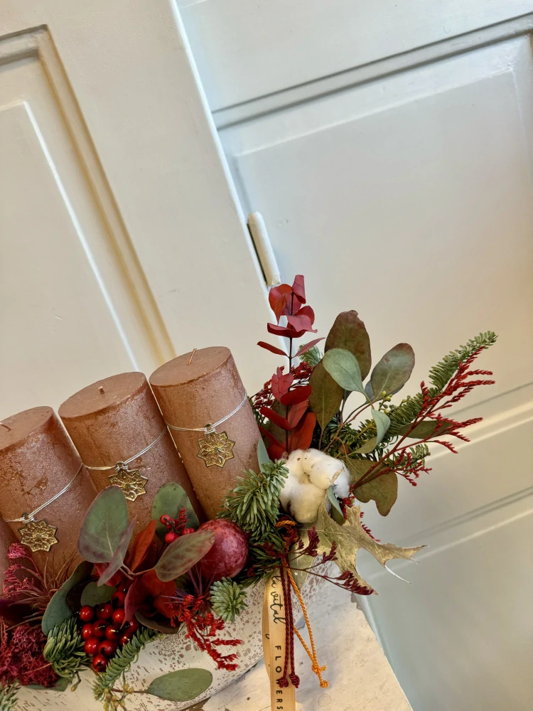 Svícen adventní měděný a červený 