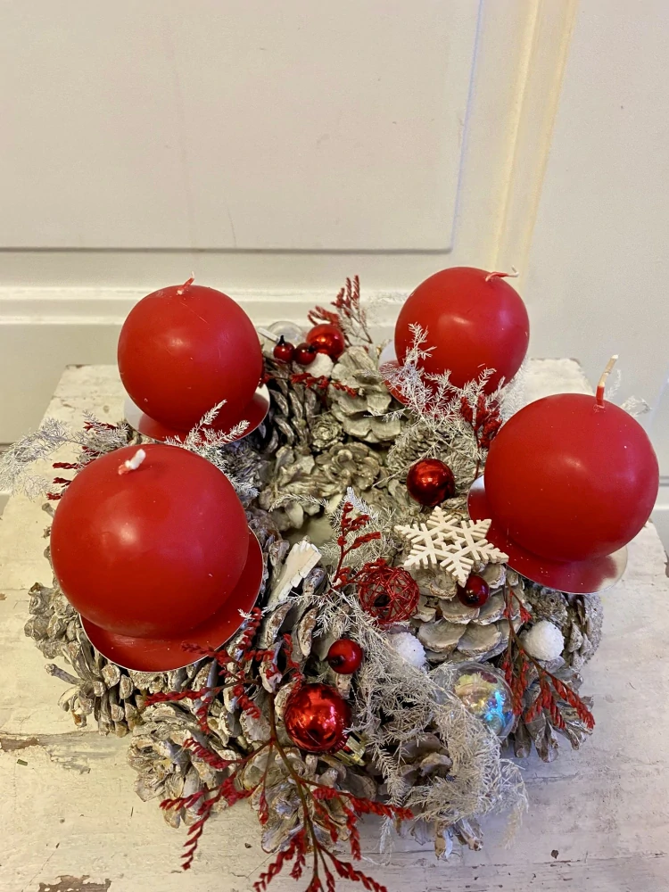 Adventní věnec malý červená 