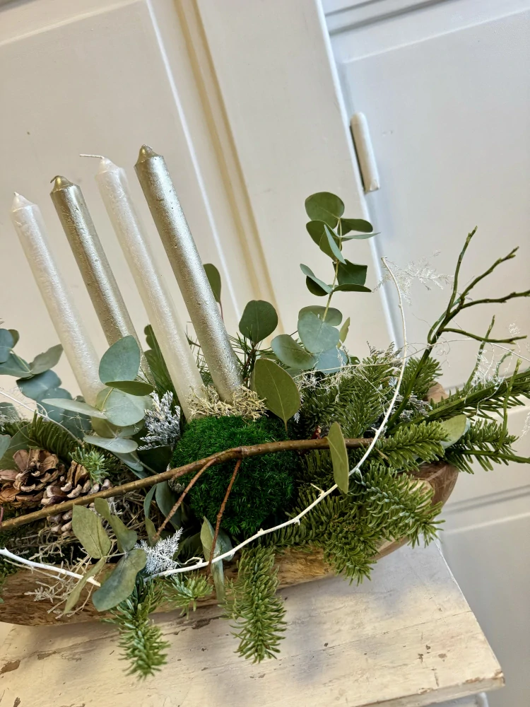 Adventní svícen v teakové nádobě  přírodní 