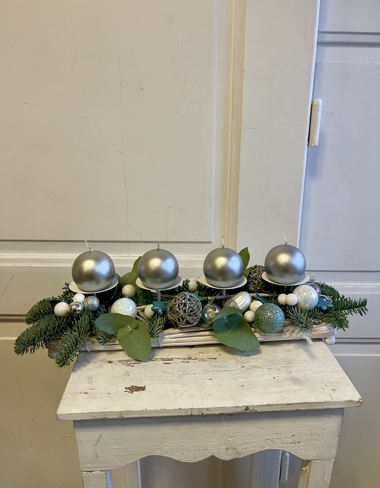 Vánoční dekorace La Vital  advent stříbrná  a modrá 