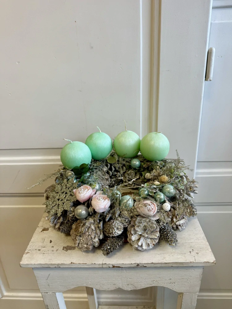 Adventní věnec tyrkysový 