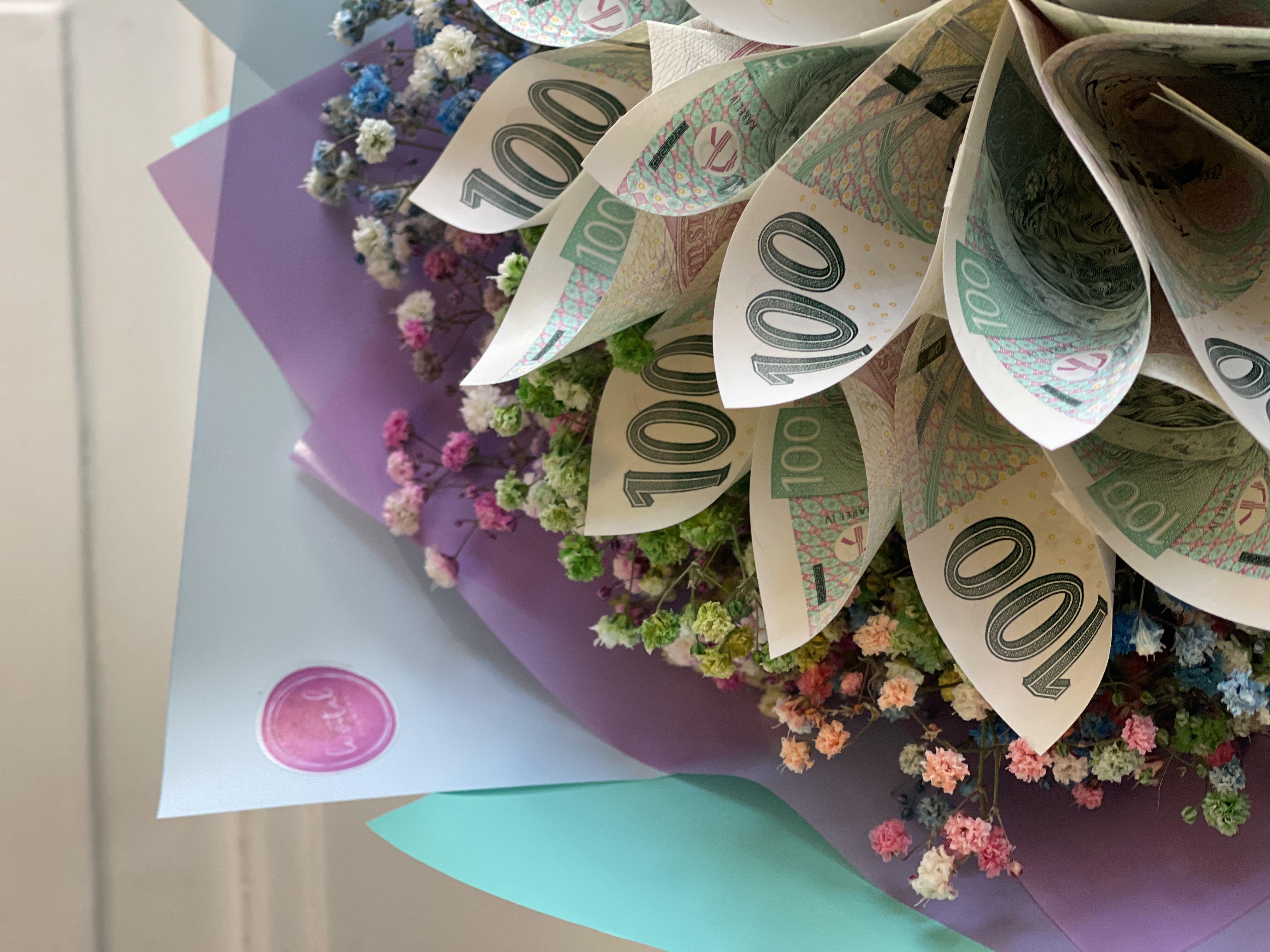 Netradiční kytice - kytice z bankovek 2