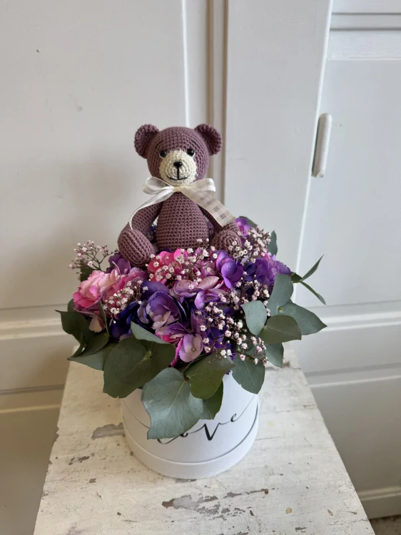 Flower box - hortensie s medvídkem 
