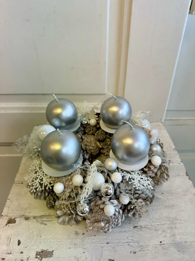 Adventní věnec malý stříbrný 