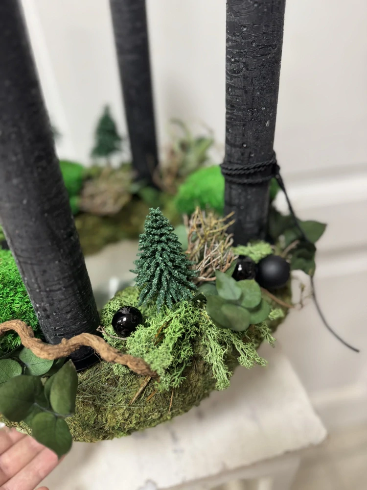 Adventní věnec Elegant -stabilizovaný mech  elegantní černá