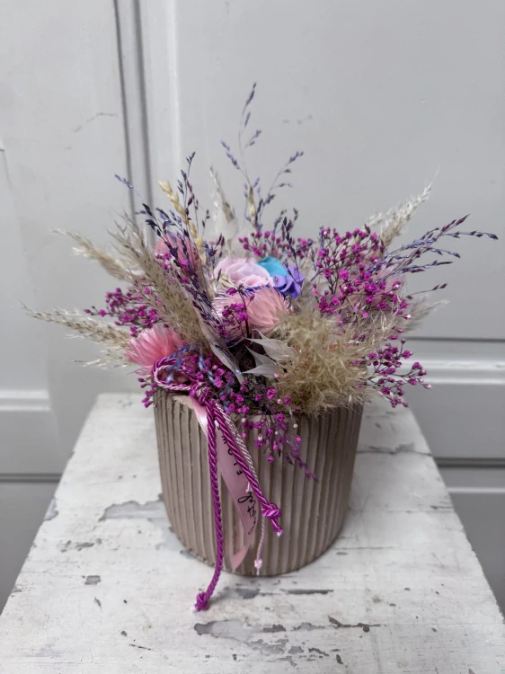 Dekorace stabilizovaná růže do fialkovo-růžova  