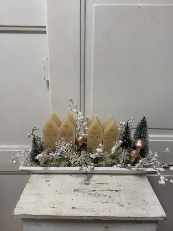 Svícen adventní moderní s domečky 