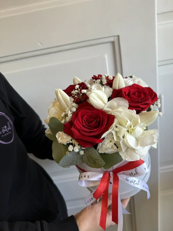 Flower box - červenobílý