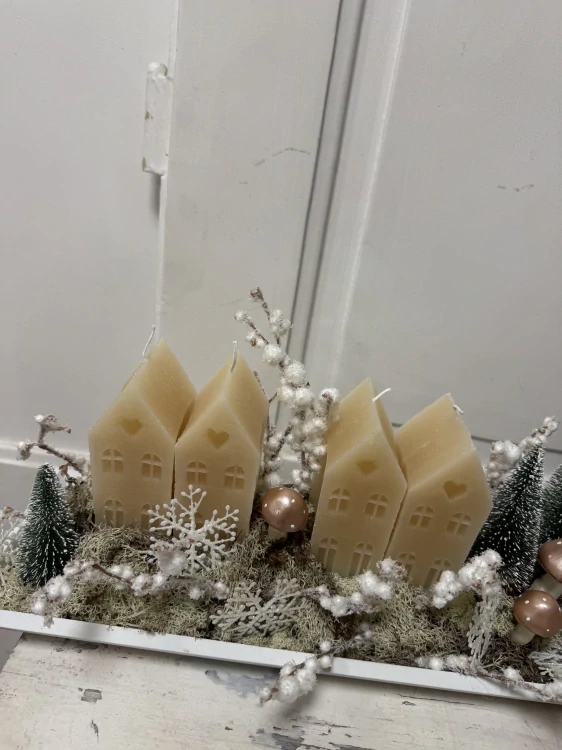 Svícen adventní moderní s domečky 