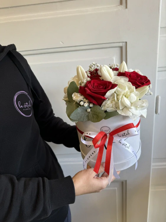 Flower box - červenobílý