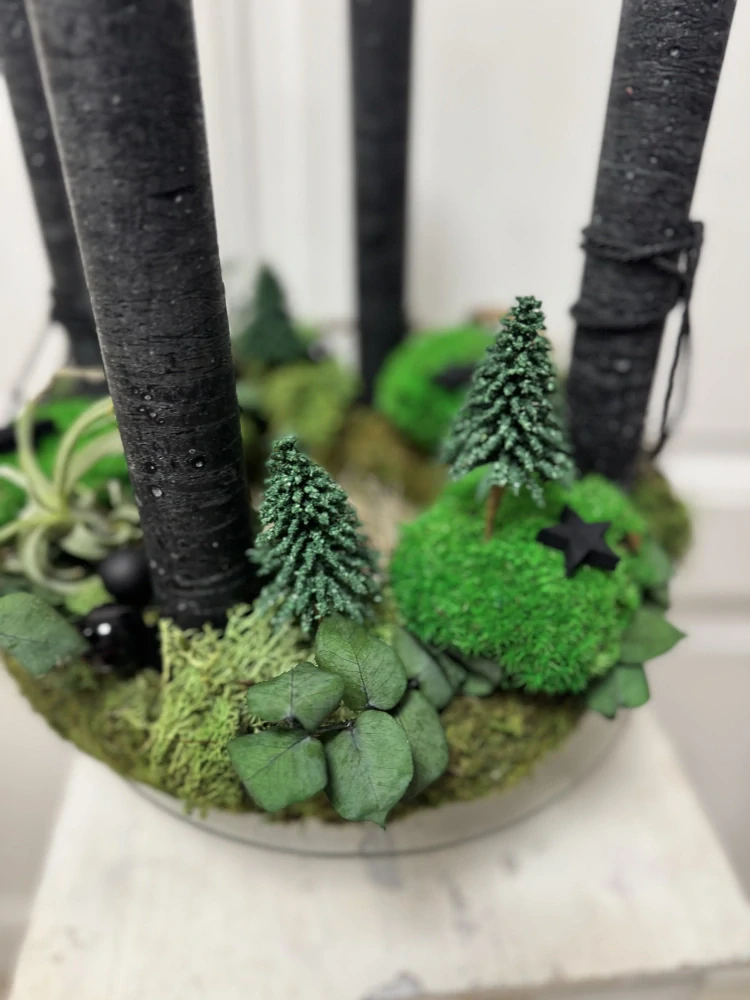 Adventní věnec Elegant -stabilizovaný mech  elegantní černá