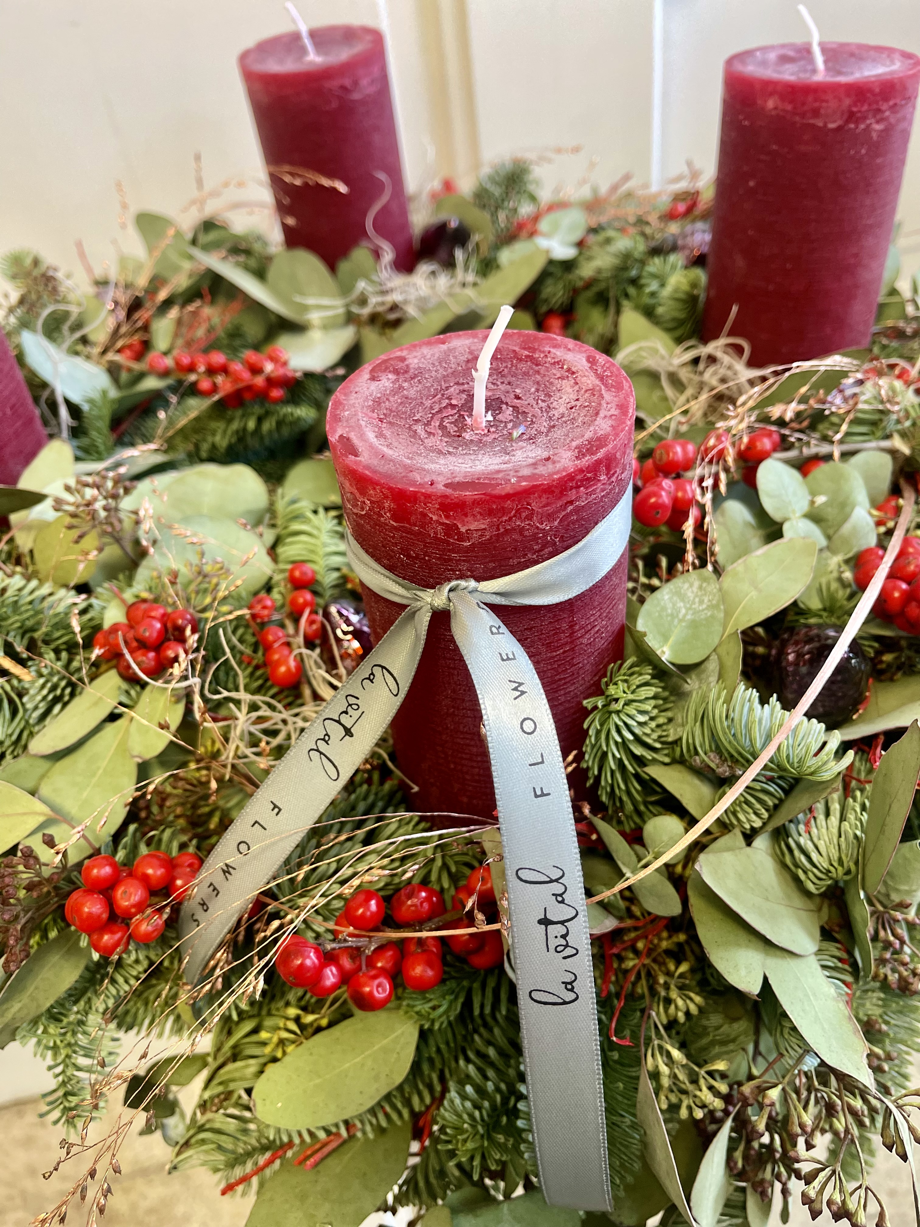 Velký adventní věnec červená 