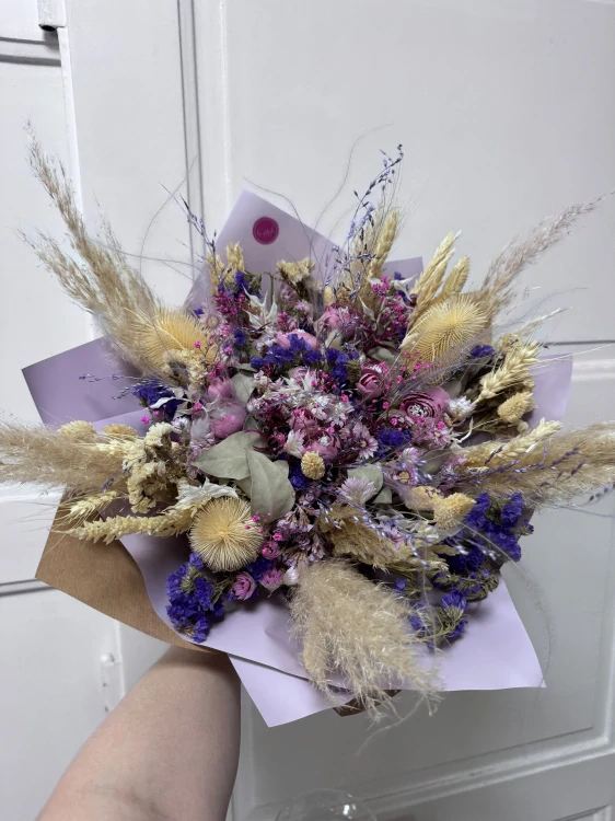 Novinka- sušená kytice fialová  