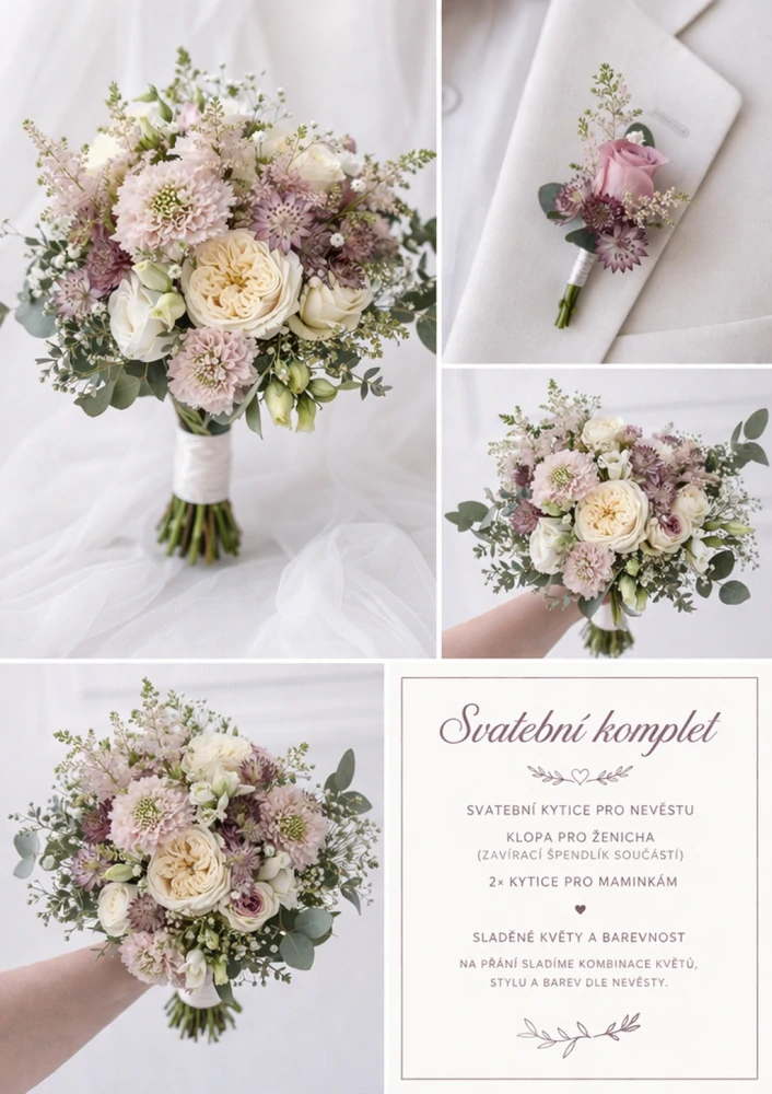 Svatební komplet v jemných pastelových tónech