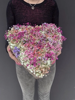 Srdce flowerbox barevná gypsofila
