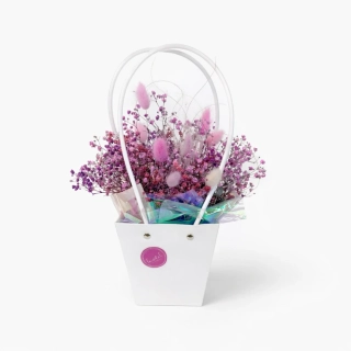 Dekorativní box se sušenými květinami – růžová elegance