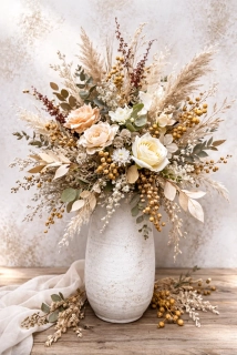 ✨ Přírodní elegance – sušená & umělá kytice v neutrálních tónech